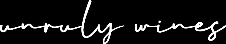 Unruly Wines logo, white text on black